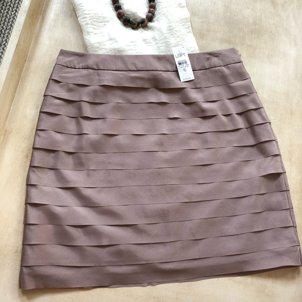 Ann Taylor Loft Mauve Layered Silk Skirt - Picture 2 of 7